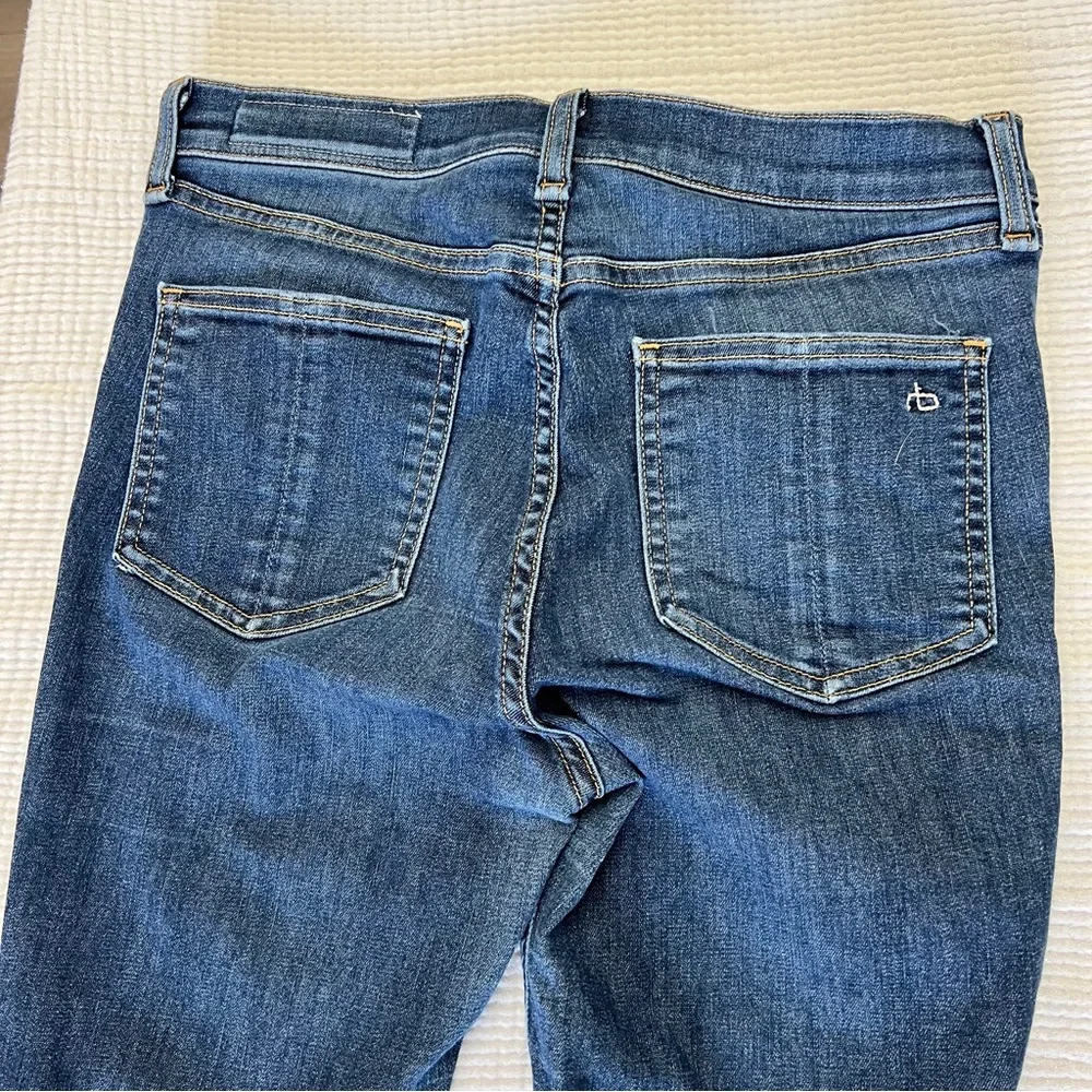 rag & bone 10 inch high rise skinny jeans in medium wash size 27 with raw hem - Picture 10 of 11